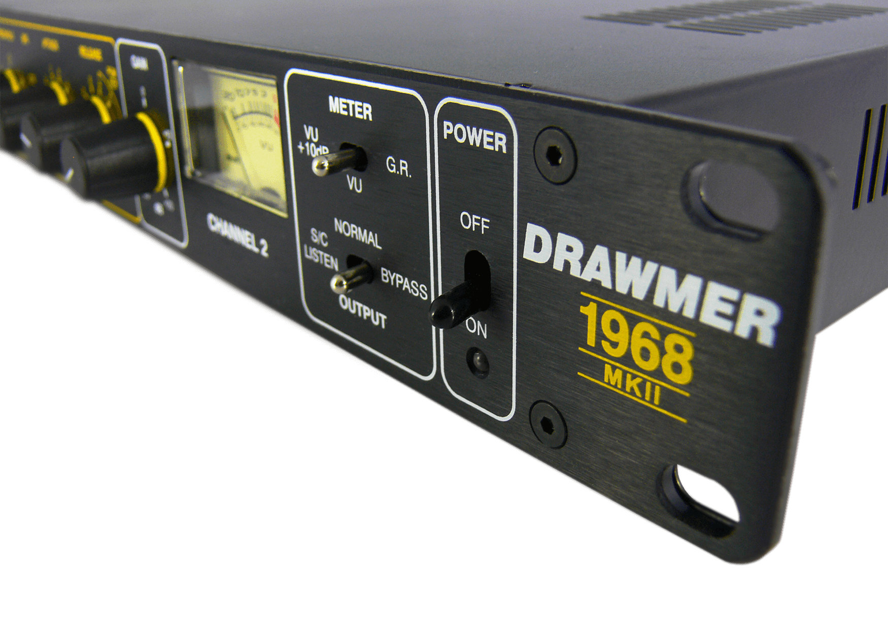 A close up view of the 1968 front panel from the right