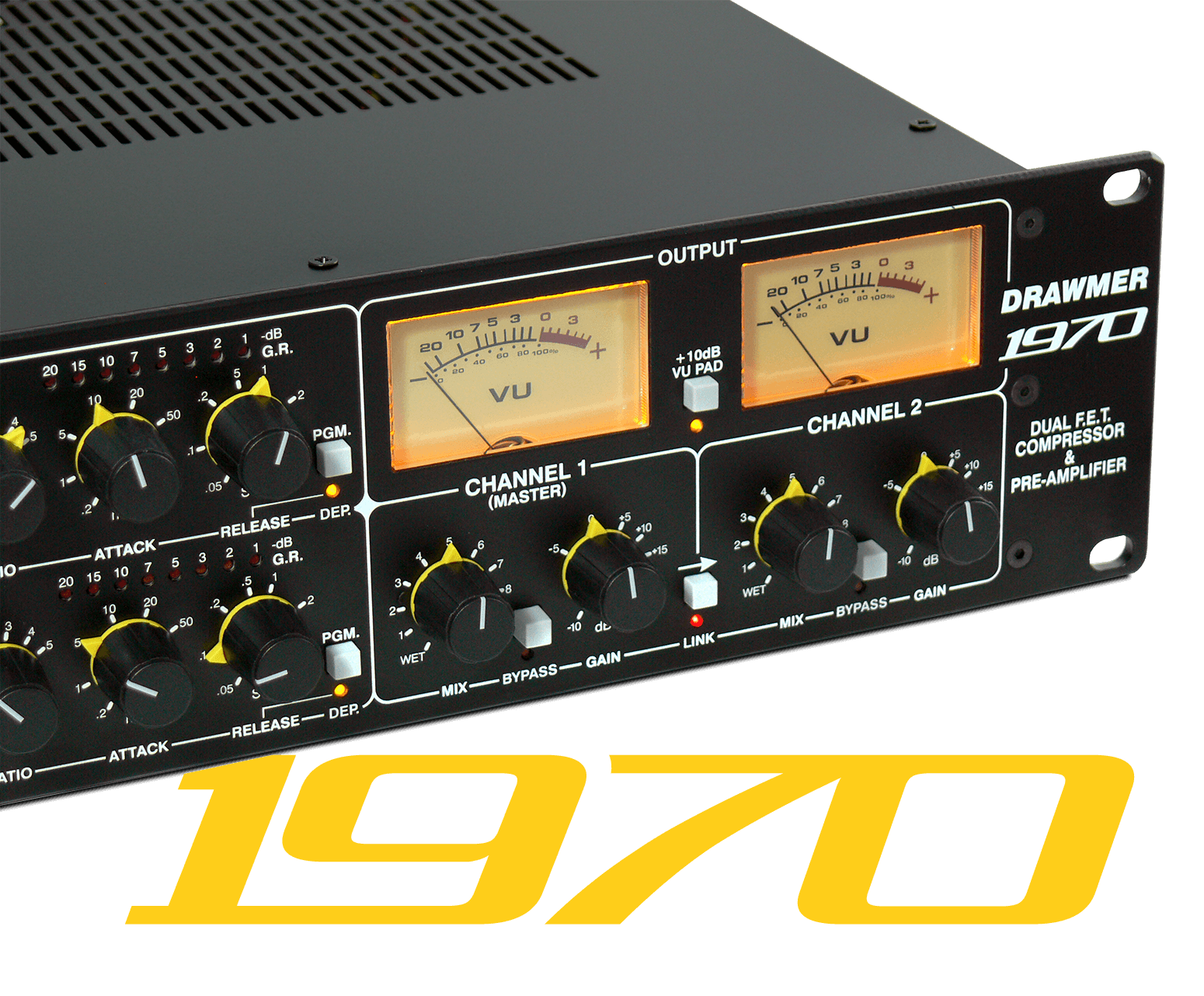 A close up of the 1970 front panel meters