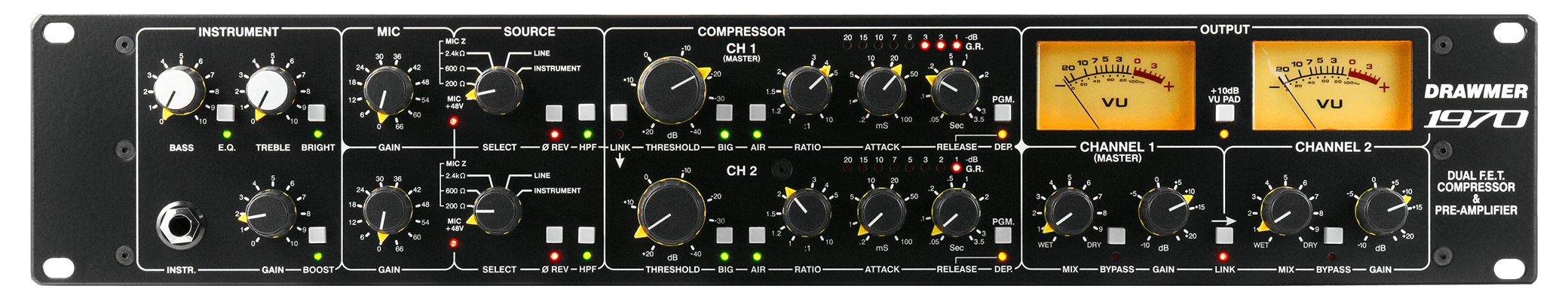 The 1970 front panel flat on across the whole width of the page