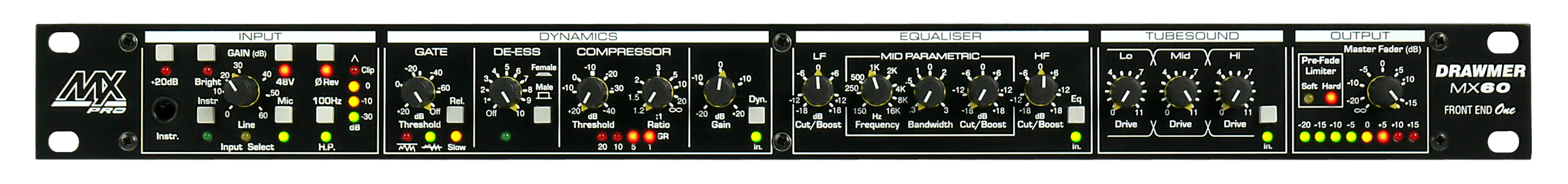 The fornt panel of the MX60pro across the page width