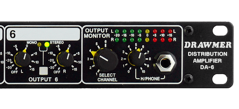 通道 six and the output section of the DA6 front panel