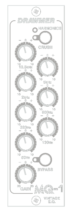 A line drawing of the MQ-1 front panel showing the controls