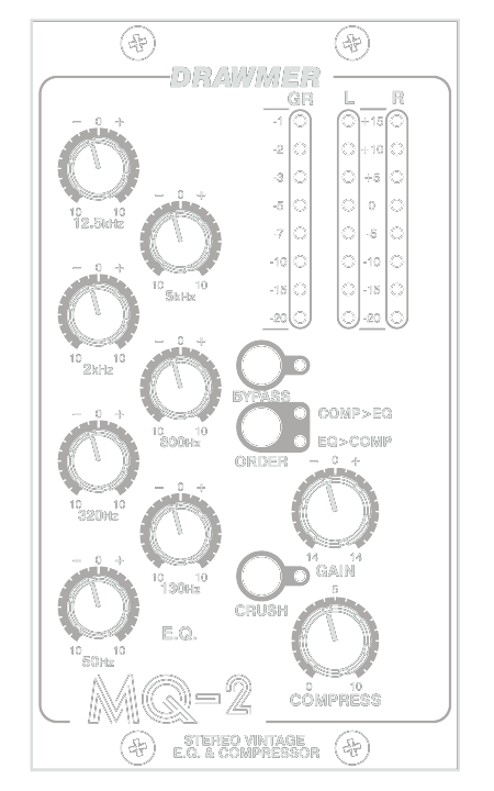 A line drawing of the MQ-2 front panel showing the controls